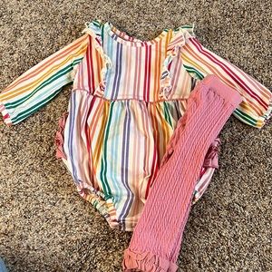 Ruffle butts outfit with tights 6-12 months